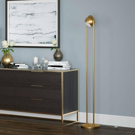 HUDSON & CANAL 64 in. Delgado Floor Lamp with Metal Shade, Brushed Brass FL1576